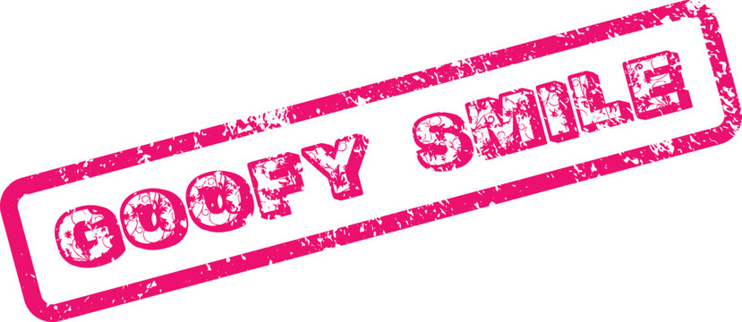 Goofy Smile rubber stamp effect with pink ink and vintage floral design