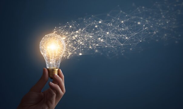  Innovative idea in businessman hand. 