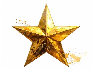 Golden star with light and shadow