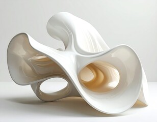 Glossy white flowing abstract sculpture