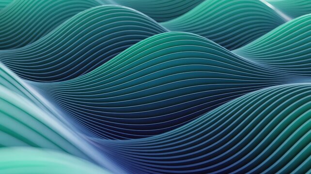 Abstract background of flowing teal and blue digital waves with a linear texture. - Powered by Adobe