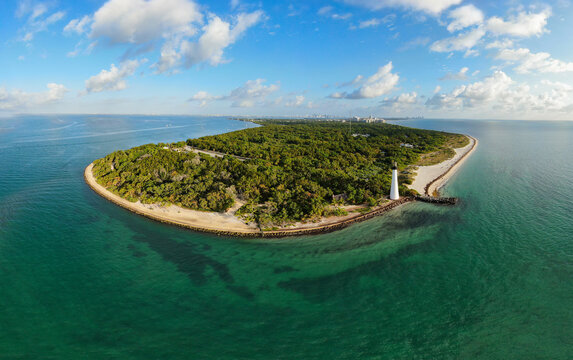 Key Biscayne - lighthouse, Florida, drone shot