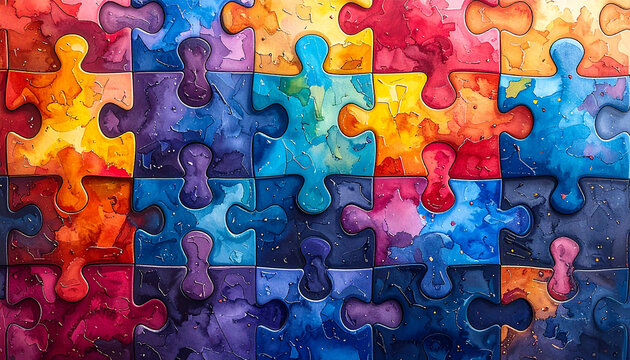 Watercolor puzzle connection unity
