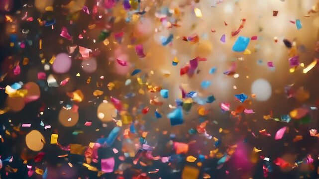 Vibrant Confetti Shower Celebration Party Festive Background Motion.