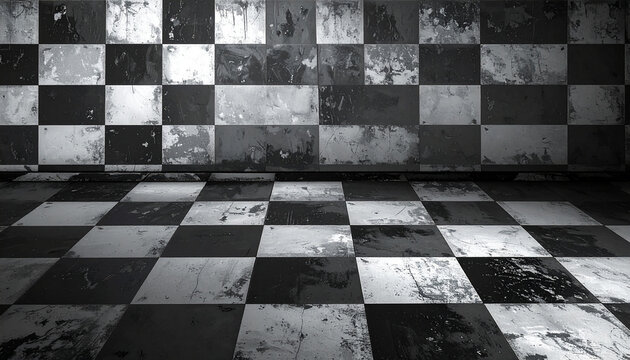 Seamless black and white checker or chess board marble tile background texture. Kitchen or bathroom natural stone wall, floor or countertop. A high resolution tileable luxury pattern 3D Rendering.
 - Powered by Adobe