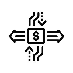Financial transaction and money flow icon representing income, expense, and economic exchange process