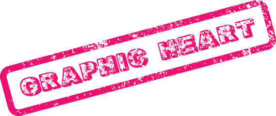 Pink rubber stamp effect stating the words graphic heart vintage style