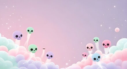 Cute-but-Creepy Kawaii Skulls on Cotton Candy Smoke