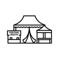 Obraz premium Outline icon of festival booth and market stall for event promotion and outdoor vendor display isolated on