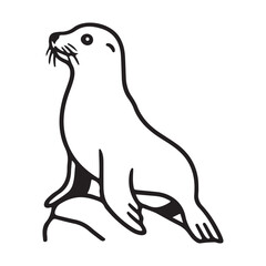 Playful sea lion illustration with vibrant colors