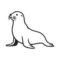 Playful sea lion illustration with marine elements