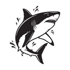 Dynamic shark and fish illustration in vibrant colors