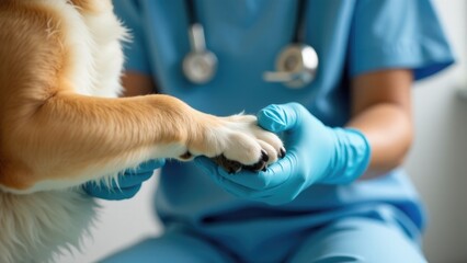 A dog undergoing examination at the veterinarian's office