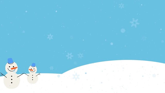 animated background 4k video snowman standing in the rain of snow 4k video animation for your editing