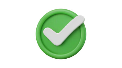 Successful task completion with vibrant green check mark, ideal for modern app interfaces and website feedback prompts, signaling confirmation and approval isolated on white or transparent png.