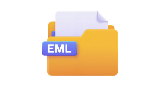 Organized EML files in a sleek folder, ensuring seamless email management and archiving for efficient document workflow and enhanced digital productivity isolated on white or transparent png.