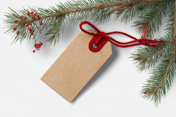 christmas greeting card with red ribbon