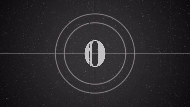 Old Movie Vintage Film Reel countdown 5-0 Timer in Retro Grey Style 4K Animation