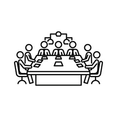 Business meeting with people sitting around a table isolated on