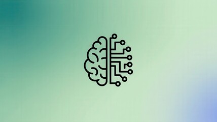 Abstract Brain Icon with Circuit Board Connections Representing Artificial Intelligence.
