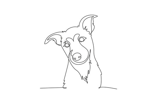 cute baby mutt dog. Cute Animal Concept. Minimalist Continuous Line Drawing Concept. Single line draw design