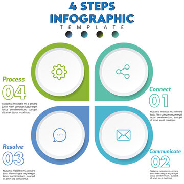 4 Steps Circular Process Infographic Template. Business Presentation Diagram. Minimalist Graphic for Workflow, Cycle, Option Listing, and Corporate Strategy
