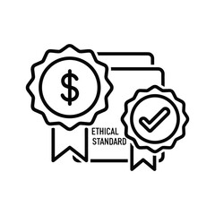 Ethical standard and financial compliance shown in a line art icon isolated on
