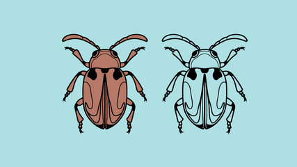 Two stylized bugs drawn in a simple outline style