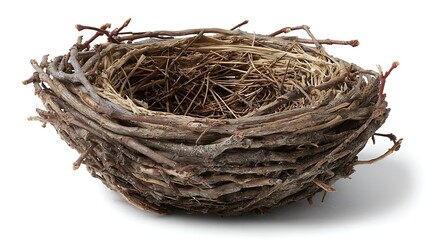 realistic empty nest isolated on white background