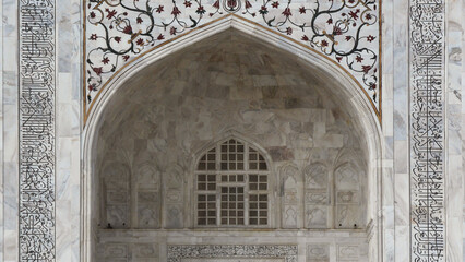 Closeup of intricate carvings and designs of Taj Mahal, Agra, Uttar Pradesh, India | UNESCO World Heritage Site
