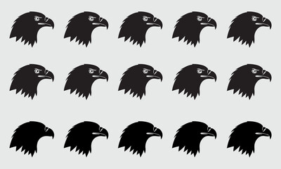 Obraz premium Eagle head vector silhouette collection