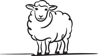 Minimalist Single Line Drawing of Sheep – Vector Illustration