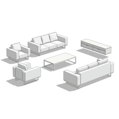 Modern Living Room Furniture Set Line Art sofa armchair