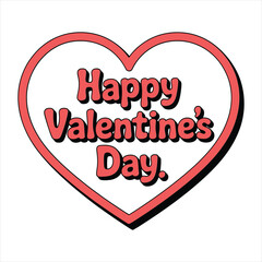 Cheerful Valentines Day Greeting with Coral Heart Outline and Bold Typography for Festive Celebration and Romantic Occasion