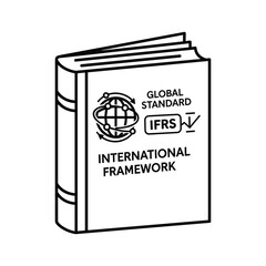 Illustration of a book with ifrs international framework isolated on, representing global standards