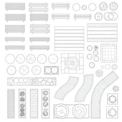 Top view architectural elements for landscape design © Vector Art