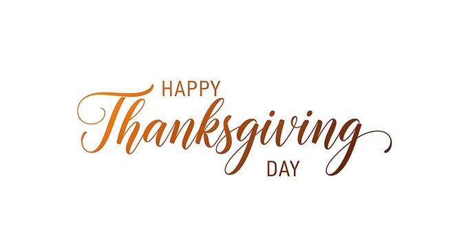 Happy Thanksgiving Day greeting with elegant script font and gradient colors