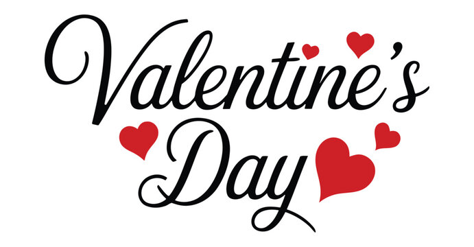 Valentines Day greeting with elegant script and red hearts conveying love and celebration for romantic occasions and seasonal marketing campaigns to promote affection and togetherness - Powered by Adobe
