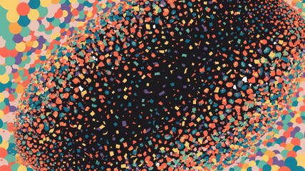 Abstract Explosion of Colorful Dots Forming a Dark Center.