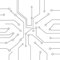 Modern circuit board design showing futuristic technology connections