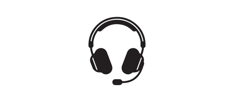 Minimal Headset with Microphone Icon for Customer Support