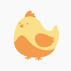 Cheerful yellow chick illustration with orange accents for springtime fun