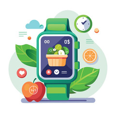Smartwatch notification for vegetable delivery arriving with minimal UI design