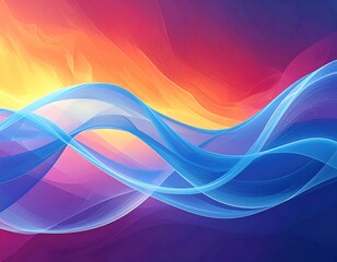 Abstract wavy lines over colorful gradient background