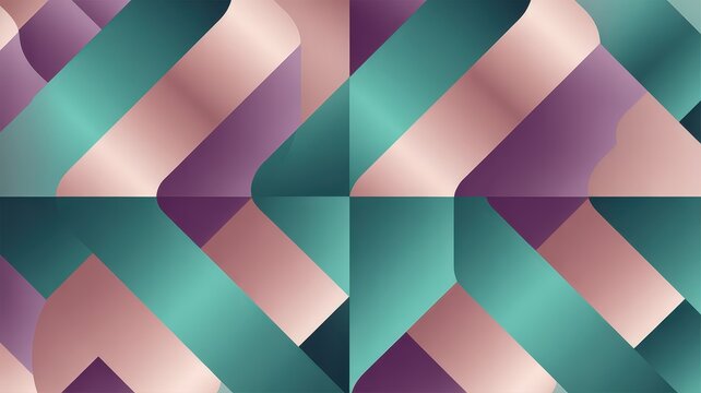 Abstract Geometric Pattern with Intersecting Ribbons and Gradient Colors.