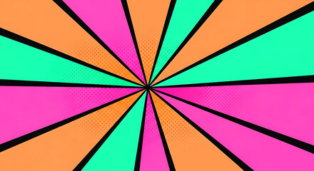 Vibrant Comic Burst Background, Pop Art Explosion Design, Colorful Retro Flat funny Pattern background.