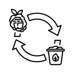 Organic waste recycling symbol isolated on composting and waste management concept