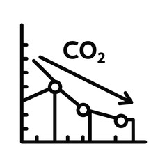 Declining co2 emissions shown on a graph isolated on, representing environmental sustainability