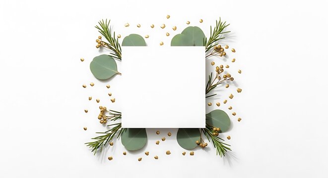 Eucalyptus and Rosemary Frame Blank Card Mockup for Invitations and Celebrations
