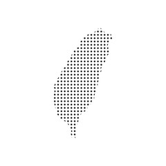 Taiwan halftone map vector with dotted island silhouette, black dot pattern outline, modern clean geographic abstract design for posters, prints, education, and infographics